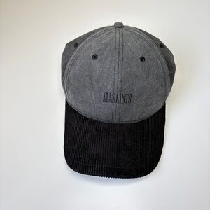 All Saints Grey Crown with Black Corduroy Bill Baseball Hat